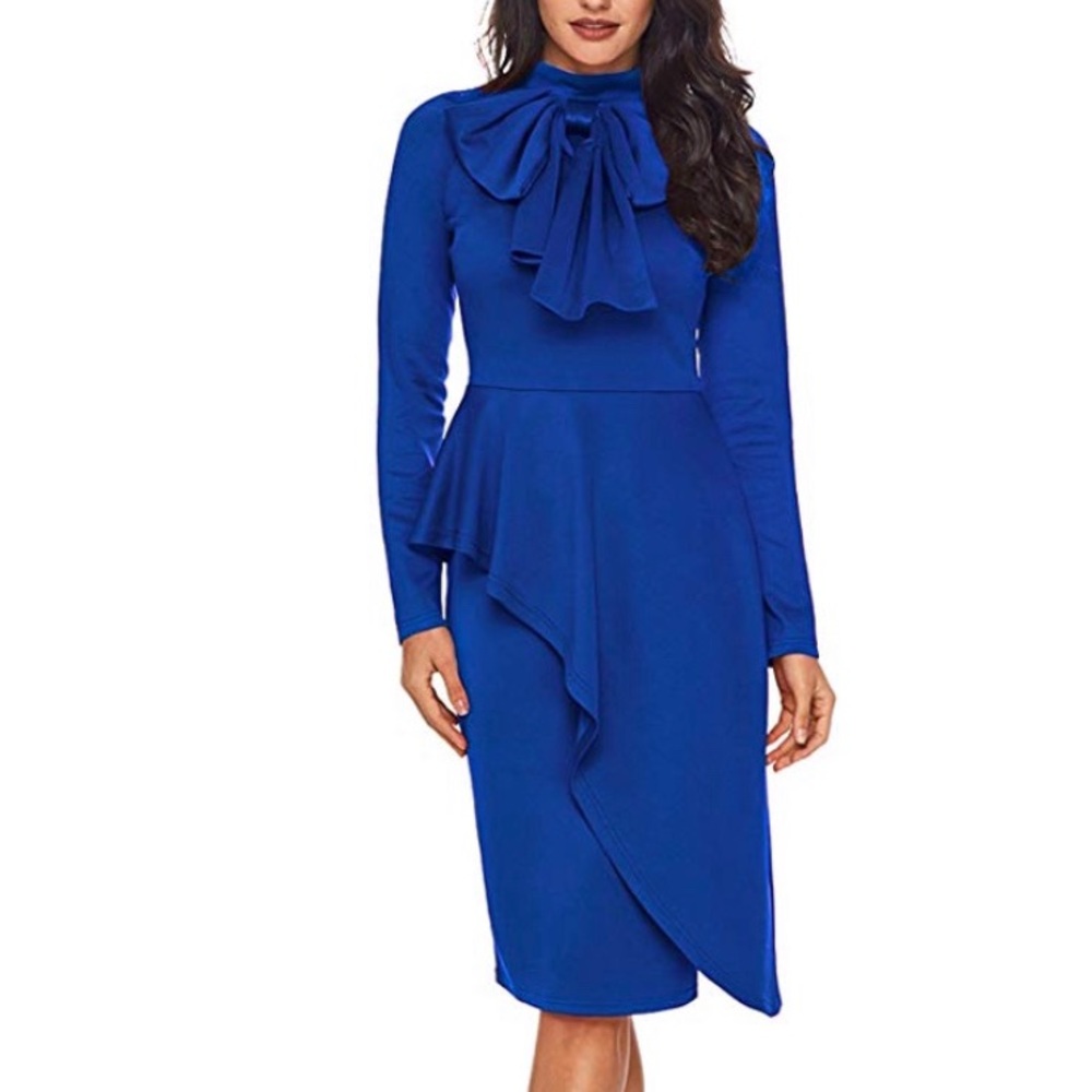 Vibrant blue peplum dress